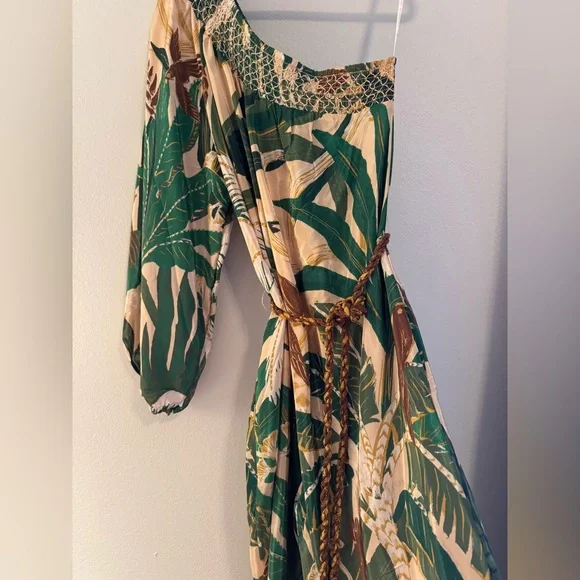 Farm Rio Tropical Green One-Shoulder jumpsuit - Picture 3 of 14